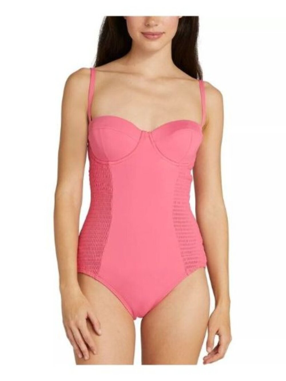 NEW Kate Spade Women's L Smocked Underwire One-Piece Swimsuit NWT $185 - Picture 1 of 2